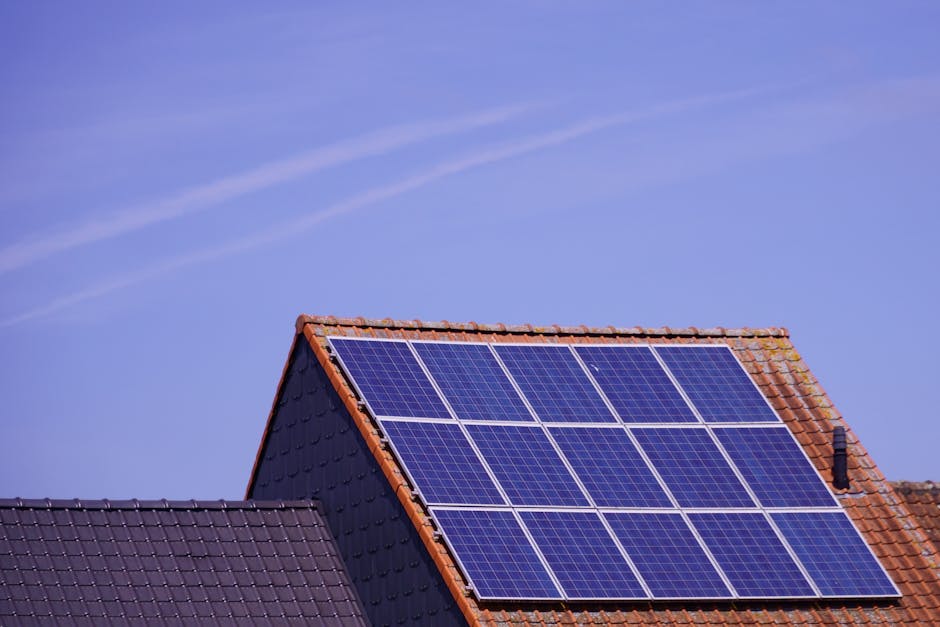 屋上に設置された太陽光パネルと蓄電池システム