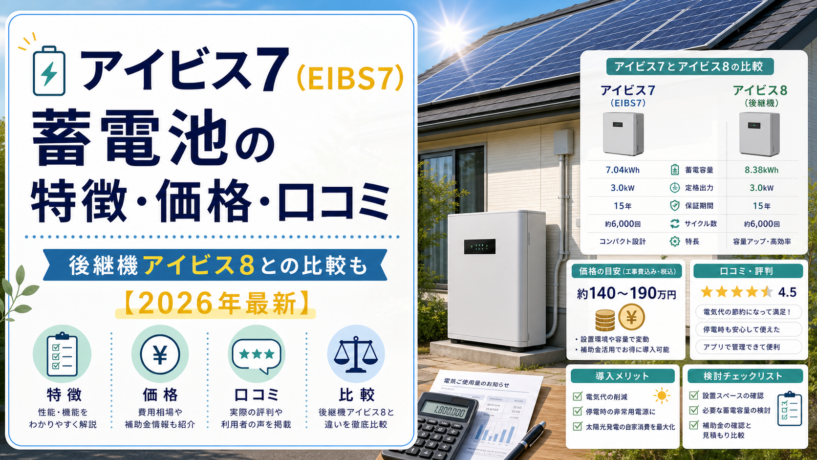 アイビス7（EIBS7）蓄電池の特徴・価格・口コミ｜アイビス8との違いも