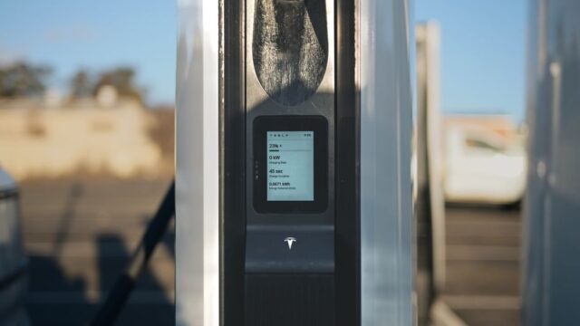Close-up view of an electric vehicle charging station located outdoors in Yass, NSW, Australia.