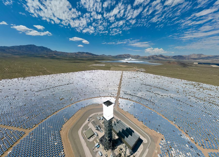 Expansive solar farm in Wheaton Springs, California, showcasing renewable energy technology under a clear sky.