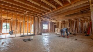 Interior view of a residential home under construction in The Colony, Texas.