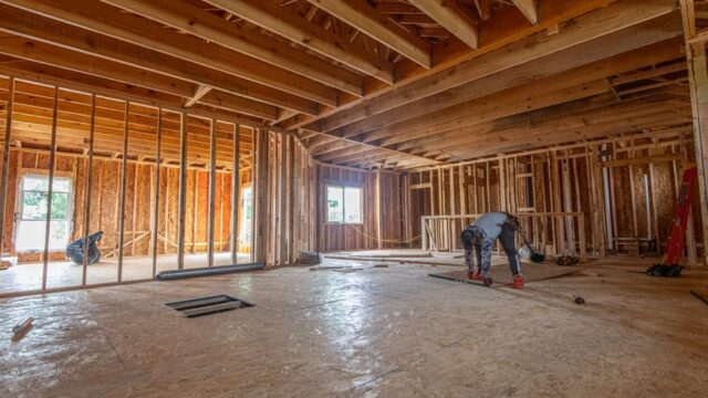 Interior view of a residential home under construction in The Colony, Texas.