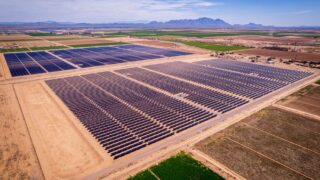 A large solar farm in Arizona showcasing renewable energy development.